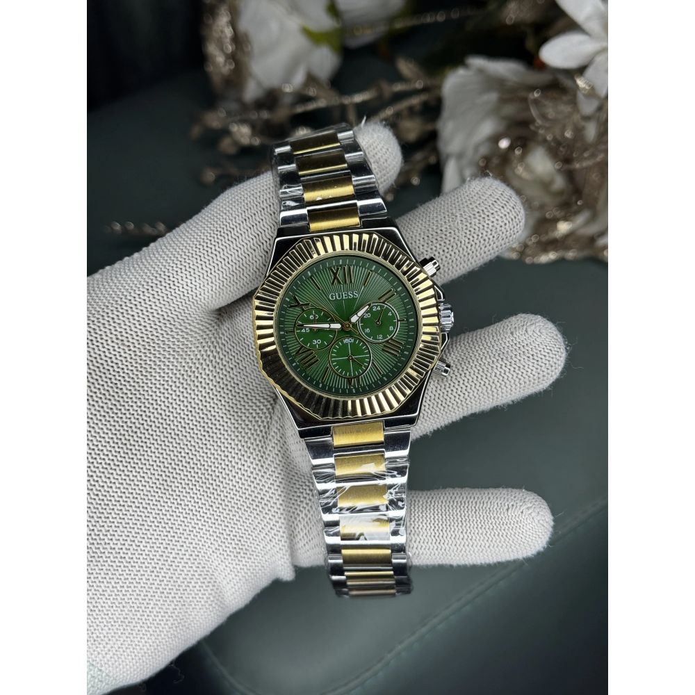 Gues s Eqaulity Dual Tone Green Premium Chronograph Watch