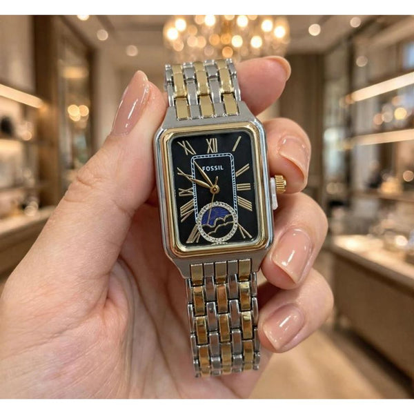 FOSIL RAQUEL TWO-TONE GOLD SILVER-BLACK WATCH FOR HER 971