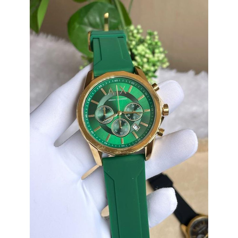 ArrWa%! Exchage AX1723 Chronograph GOLD GREEN AT382