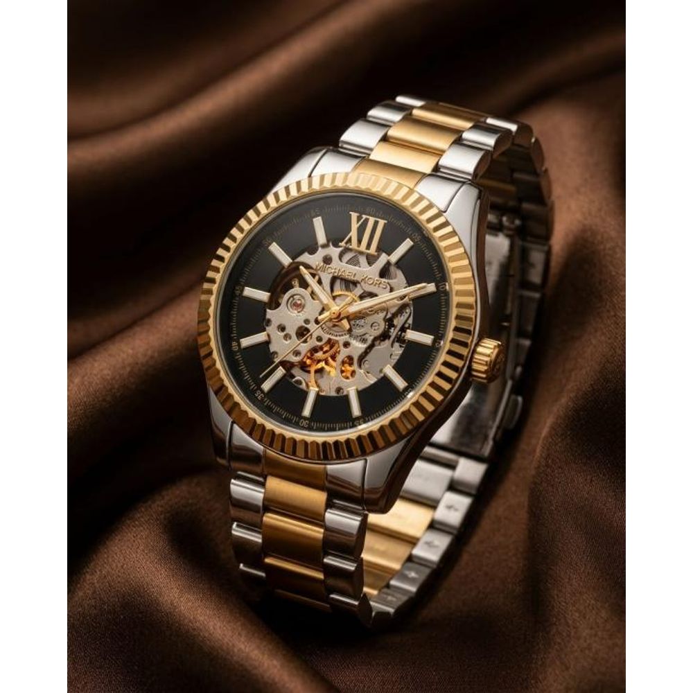 Michael_l Kors Lexington Automatic Skeleton 2Ton-Gold-Black