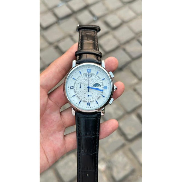 Cartiar sun moon date all working premium leather belt watch