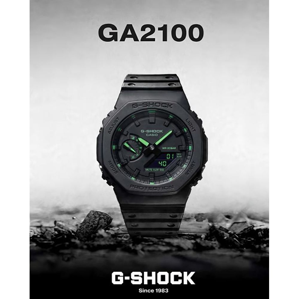Casio g shock ga2100 black and green