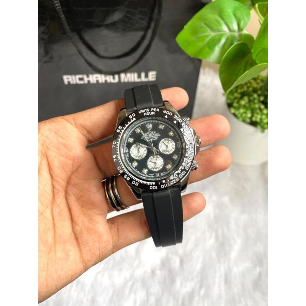ROLLEX DAYTONA Diamond Silver Black DIAL AT342