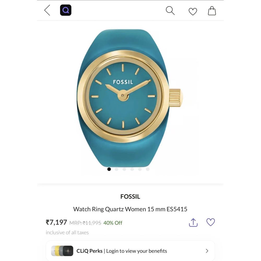 Fossi l Teal Blue Gold Ring Premium Ladies Watch