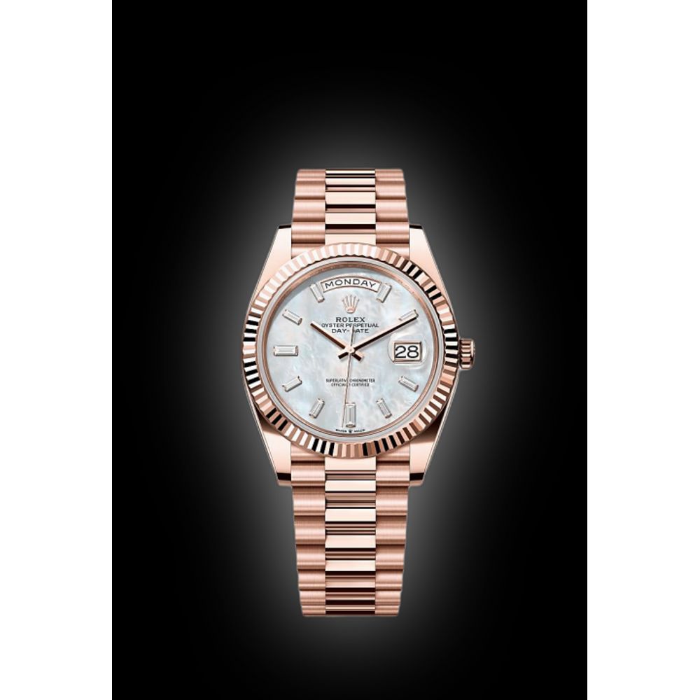 ROLLEX OYSTER PERPETUAL DAY DATE  ZR ROSE WHITE MARBLE DIAL HVY 44