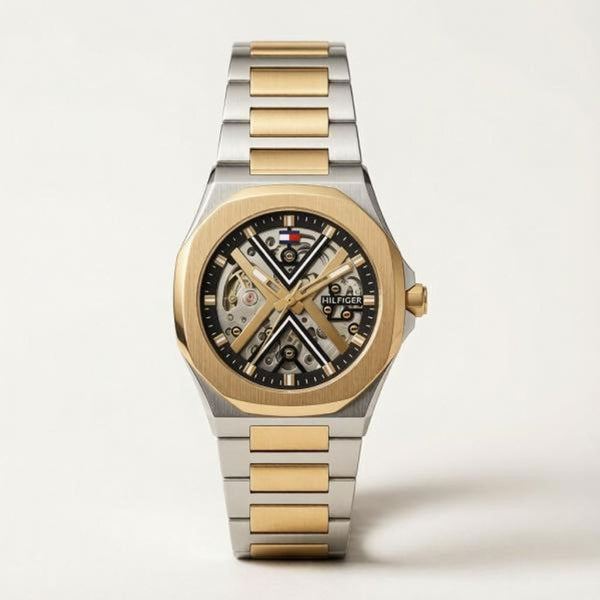 Tommmy Hilfige_r Skeleton Automatic 2Ton-Gold-Black