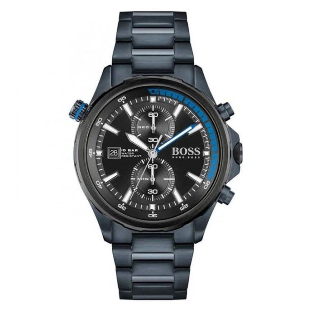 Hugo Bos globetrotter chronograph blue steel strap hvy 11 (4)
