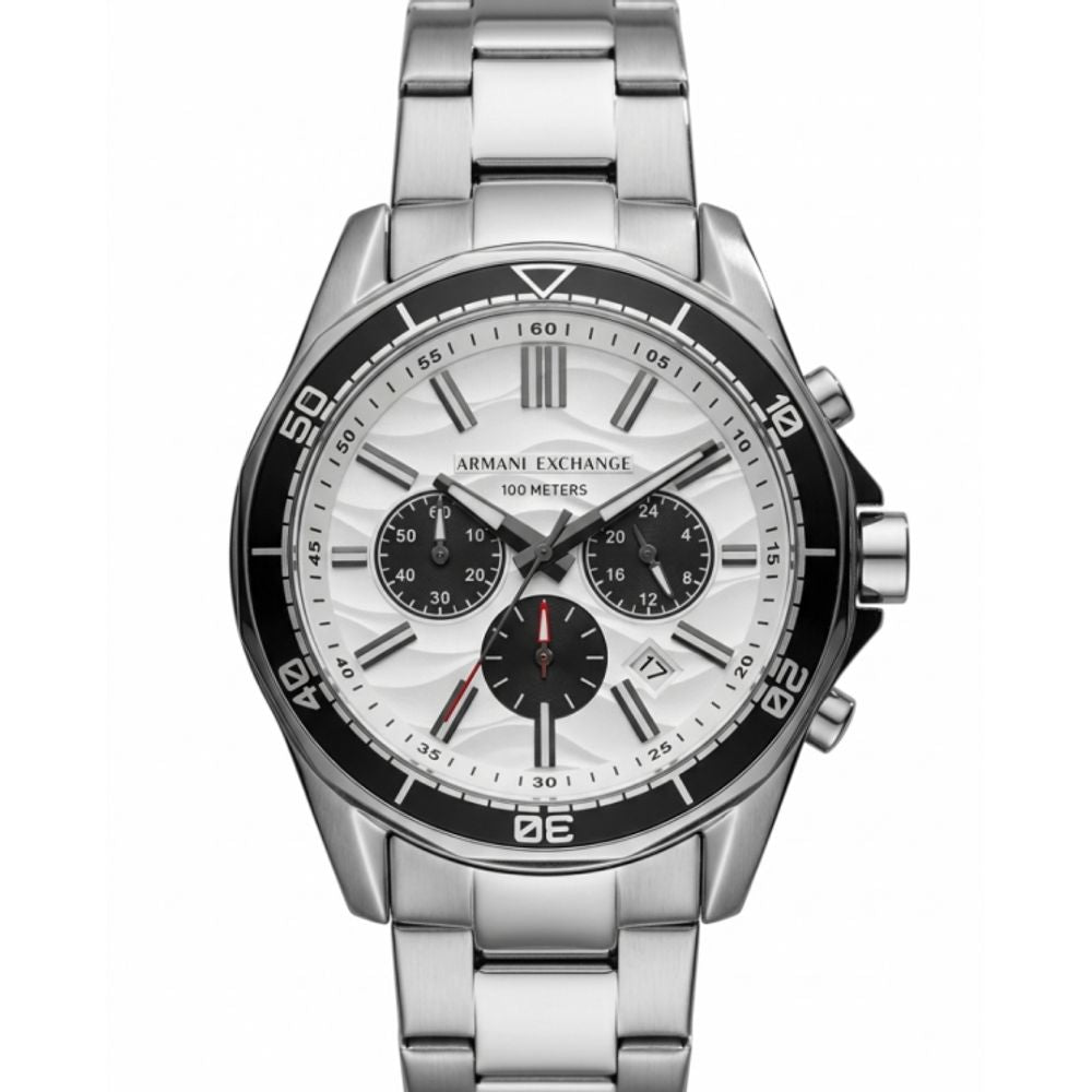 Armaani Exchange 100 Meters Silver White Dial