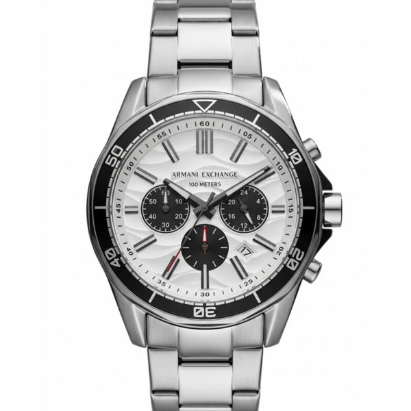 Armaani Exchange 100 Meters Silver White Dial