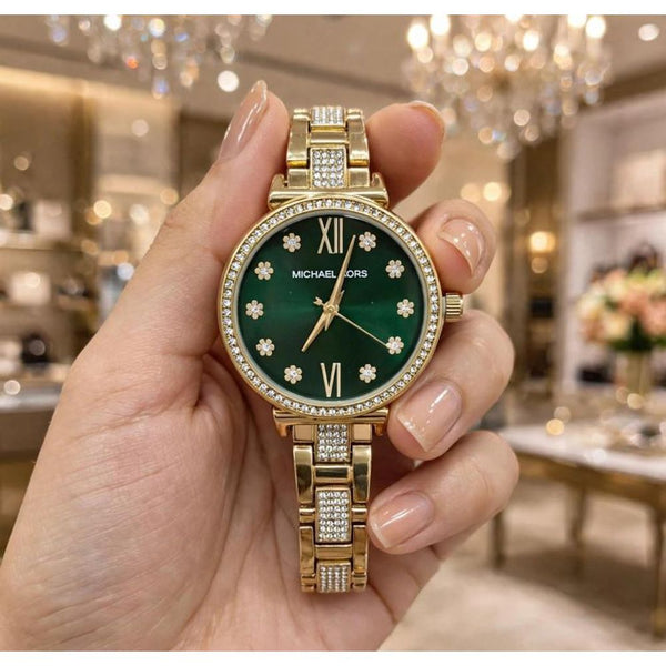MICHEAL KORS SOFI GOLD GREEN WATCH FOR HER 1062