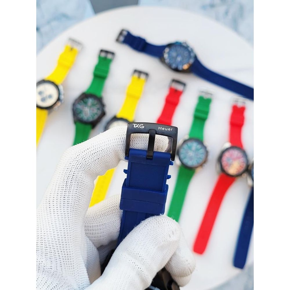 SALEAT Tag Huer FORMULA 1 CHRONOGRPH BLACK BLUE SILICON BELT AT362
