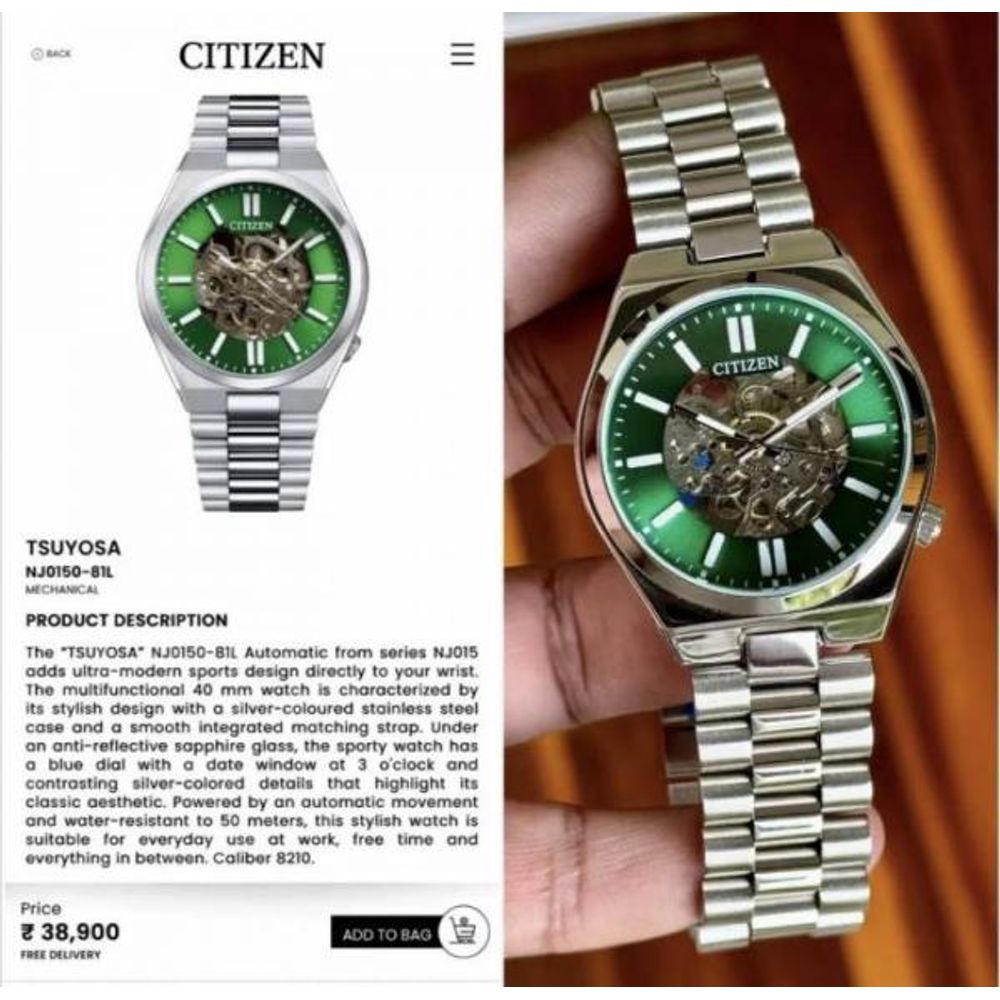 CITIZE N TSUYOSA AUTOMATIC SILVER GREEN 368
