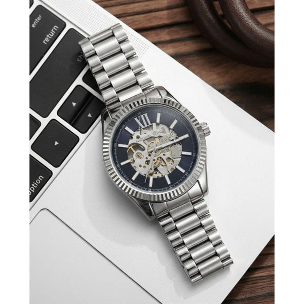 Michael_l Kors Lexington Automatic Skeleton Silver-Black