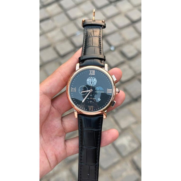 Cartiar sun moon date all working premium leather belt watch