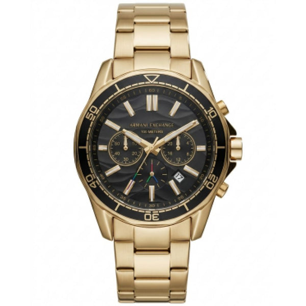 Armaani Exchange 100 Meters Golden Black Dial