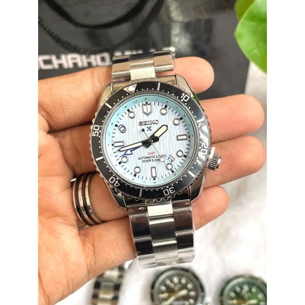 Seiko GMT Open Back Silver SkyBlue AT459