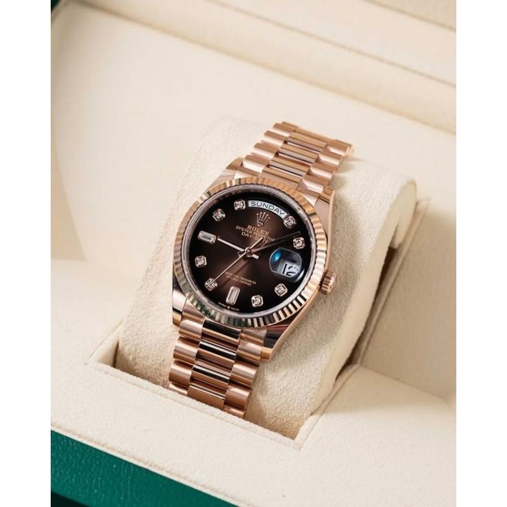 Rolee_x Oyster Perpetual Day Date Diamond Cooper Brown 40 Battery