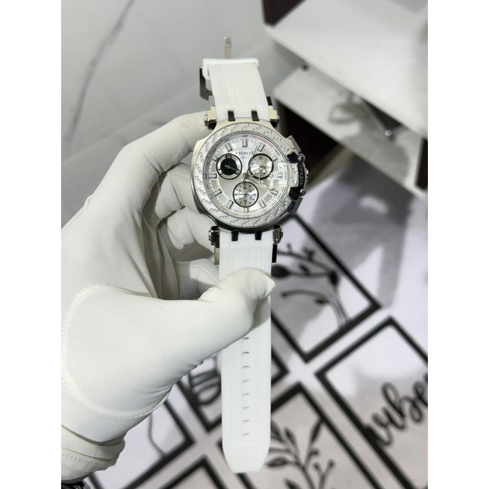 TISOT T RACE CHRONOGRAPH WHITE SILVER   1144