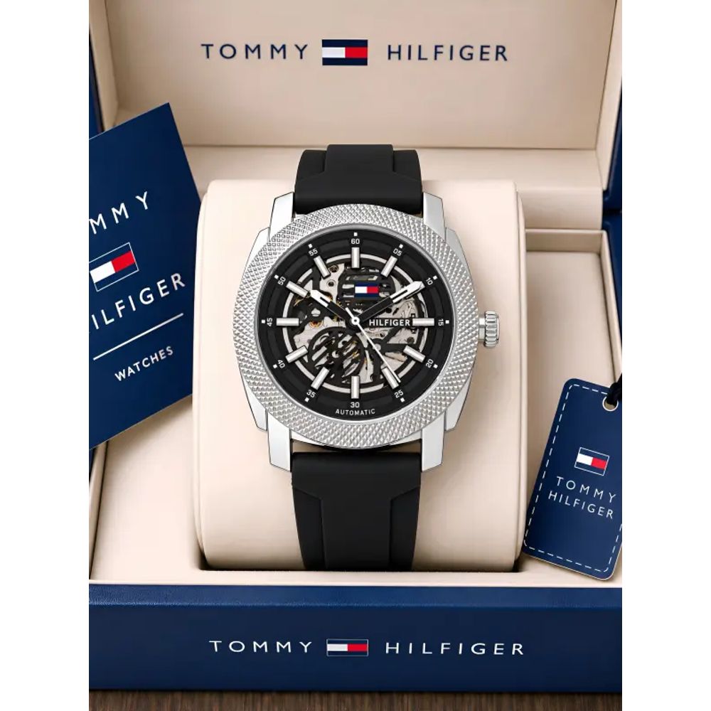 Tummy Hilfigee_r Skeleton Automatic Watch