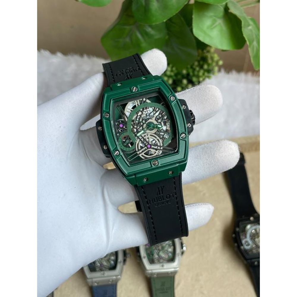 Hublot Bigbang Square Green Black Leather Belt AT519