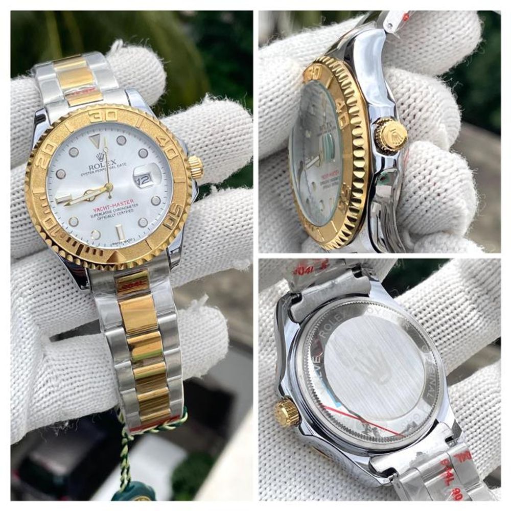 Rollex Yachtmaster Two Tone White Dial Sweep Movement AT464