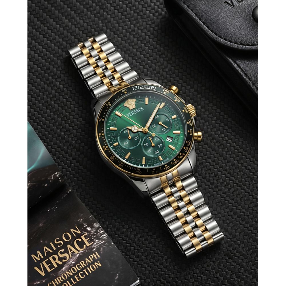 Versace Greca Chronograph 2Ton-Gold-Green