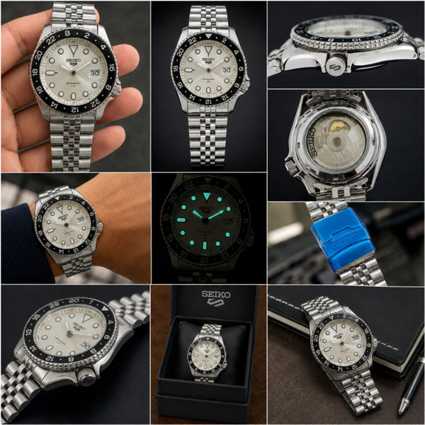 SEIK O 5 SPORTS GMT MOVEMENT LIKE AUTO OG LOCK SILVER WHITE 880