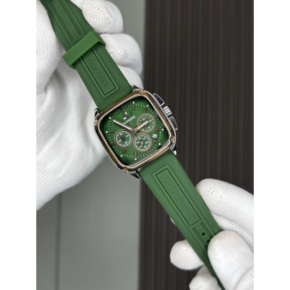 Tommy Hilfige r Copper Green Square Premium Chronograph Watch