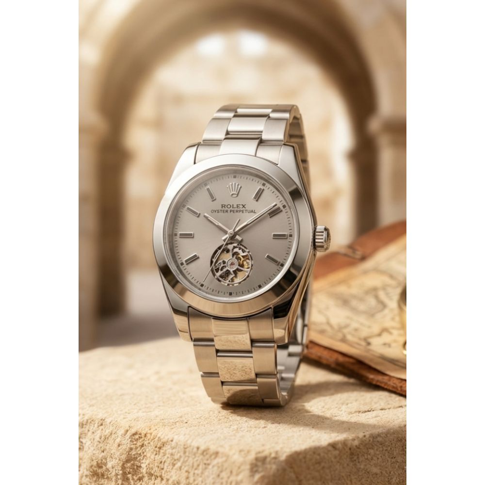 Rollex Oyster Perpetual automatic Tourbillon Silver Grey Dial