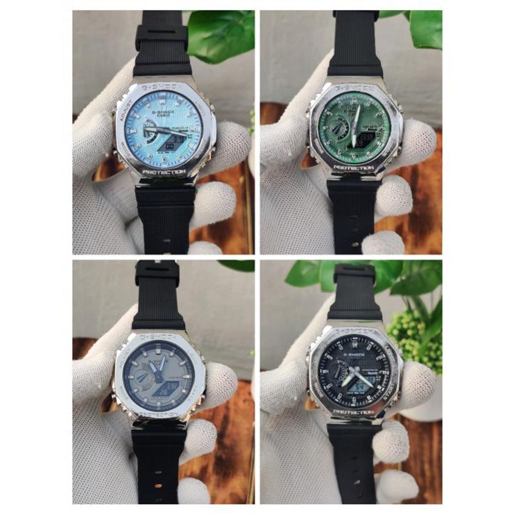 CASIO G-SHOCK 2100 METAL SILVER GREEN DIAL AT196