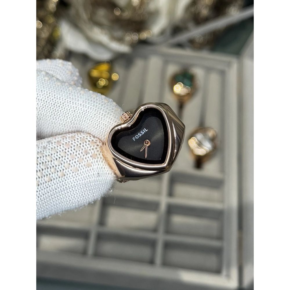 Fossi l Rose Gold Black Ring Analog Ladies Watch