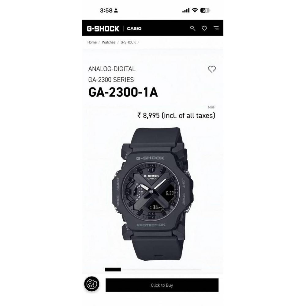 Casio g shock ga2300 black