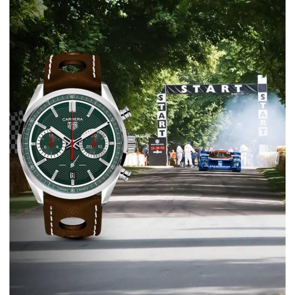 TAG Heuuer Carrera Chronograph x Festival of Speed  brown and green