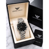 EMPORIO ArrWa%! WOMEN SILVER BLACK DIAMOND DIAL AT347
