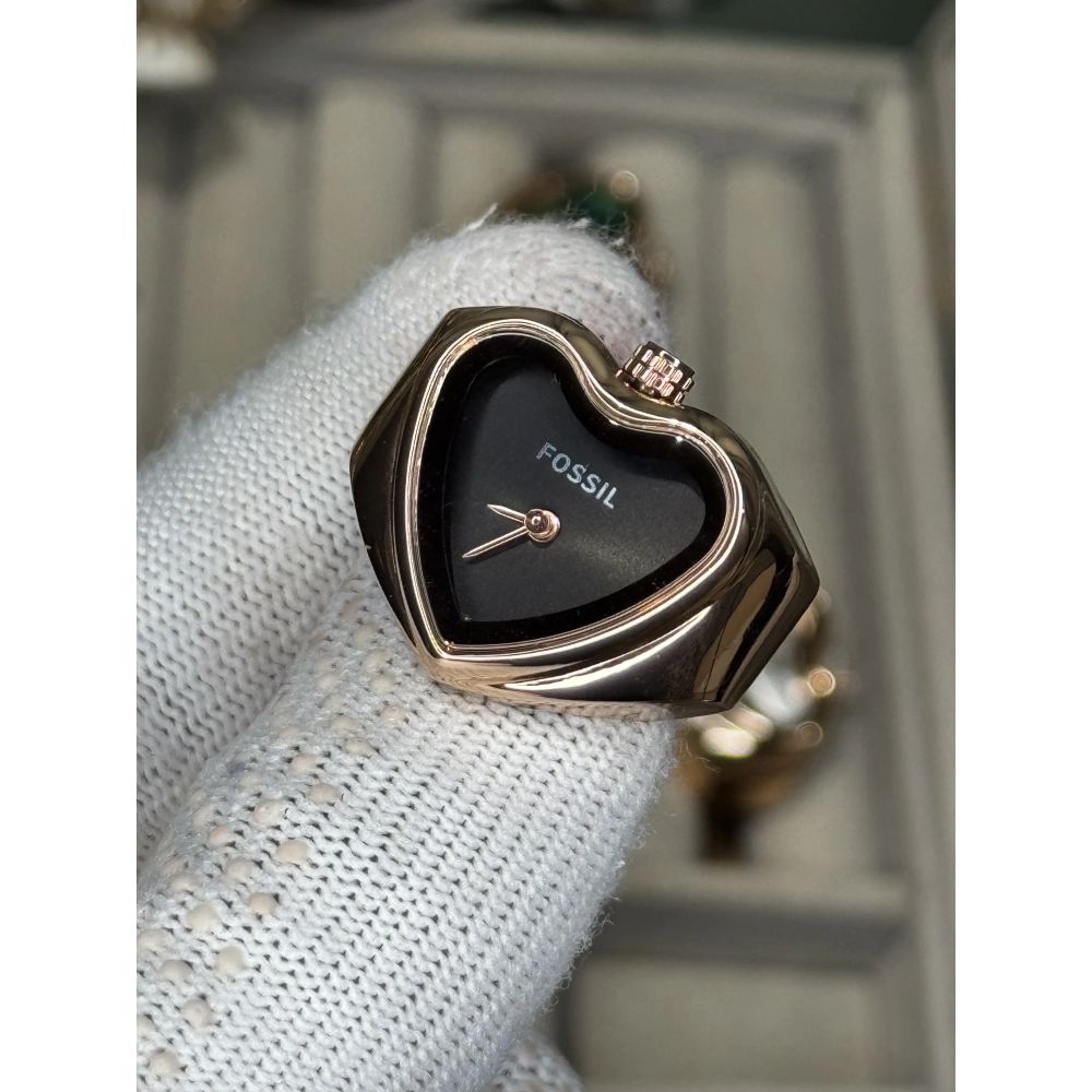 Fossi l Rose Gold Black Ring Analog Ladies Watch
