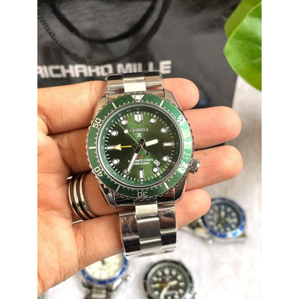 Seiko GMT Open Back Silver Green AT459