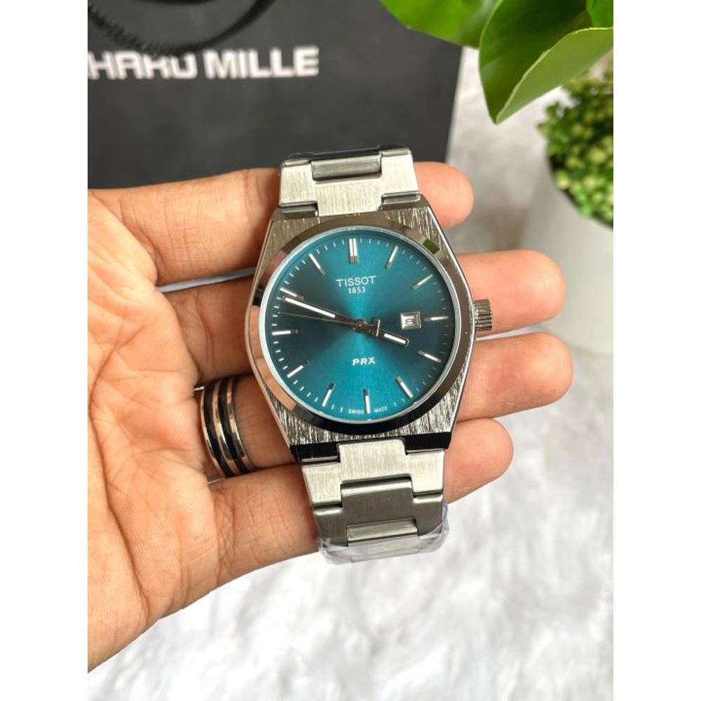 TISOT PRX QUARTZ SILVER BLUE AT104