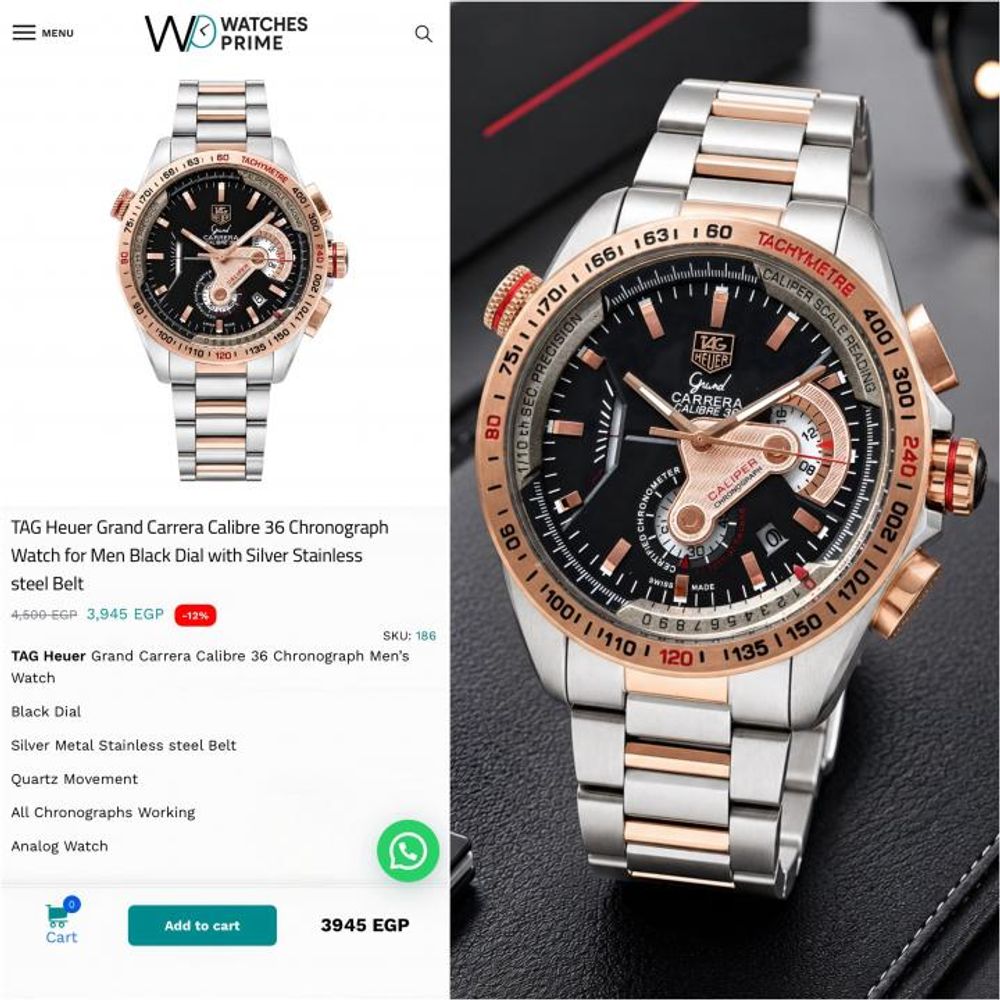 Tag Huer carrera Caliber 36 Japan 2 ton black