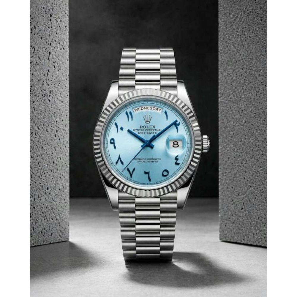 Rolee_x Oyster perpetual Day Date Automatic silver blue Arabic