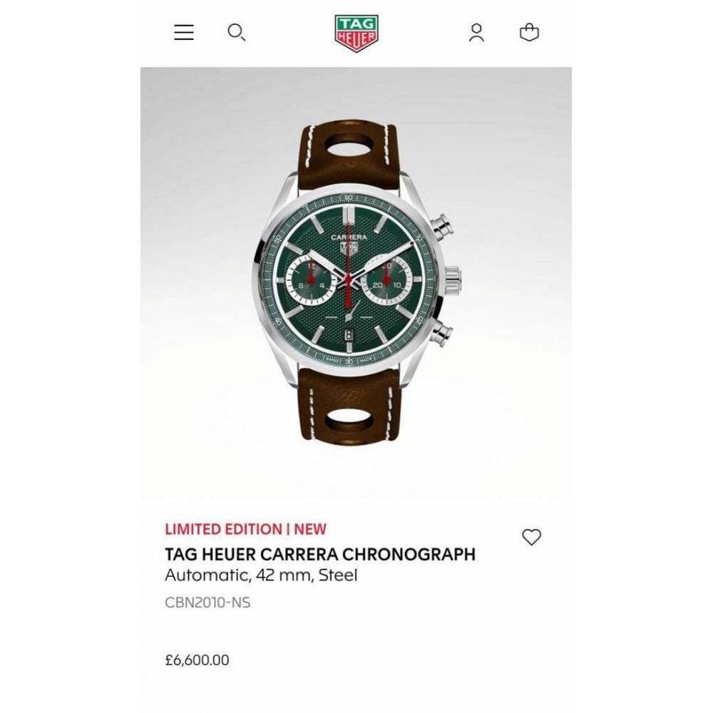 TAG Heuuer Carrera Chronograph x Festival of Speed  brown and green