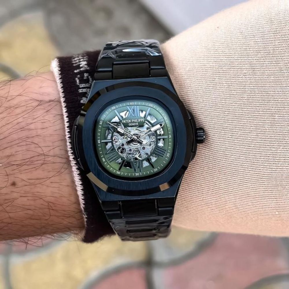 PATEK_PHILLIPPE MENS BLACK GREEN AUTOMATIC WATCH