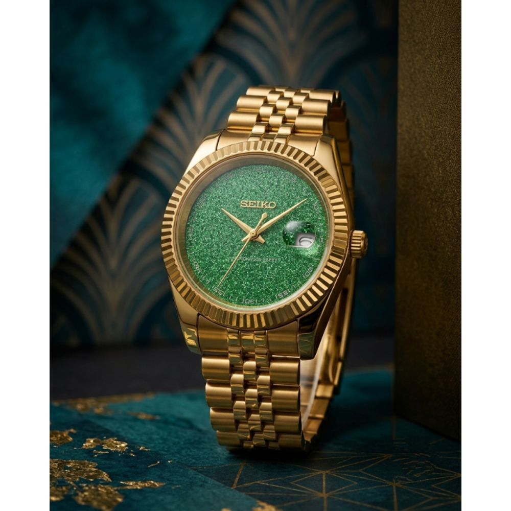 Seiko Galaxy Oyster Perpetual Date Just Gold Green Dial