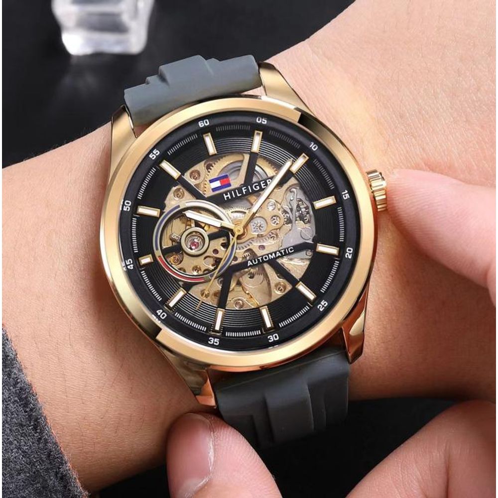 Tommmy Hilfige_r Automatic Silicon Grey-Gold-Black