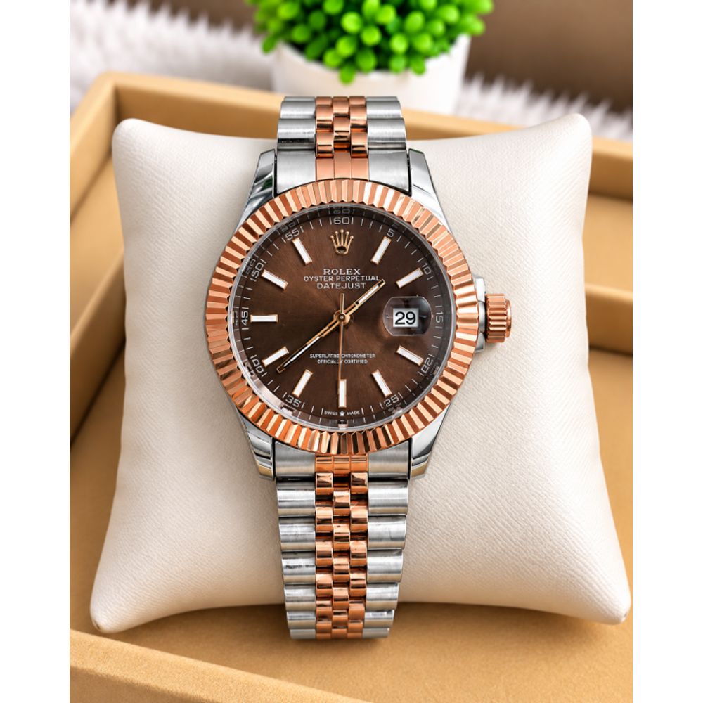 Rollex DateJust Two Tone Brown Sweep Movement AT294