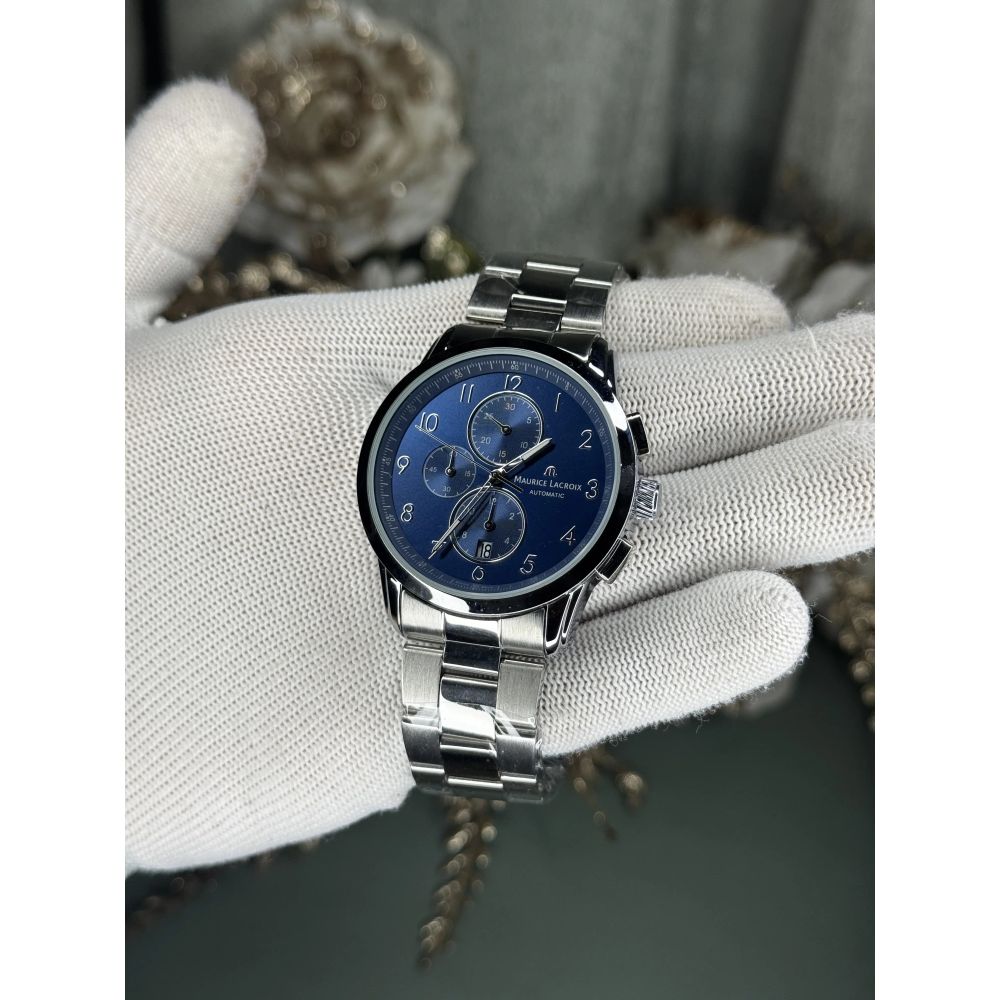 Maurice Lacroix Silver Blue Premium Chronograph Watch