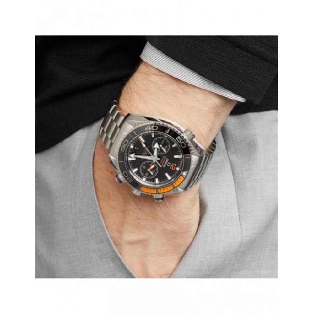 OMEGG_A Seamaster Planet Ocean 600M Co-Axial Chronograph plan silver Black Orange.