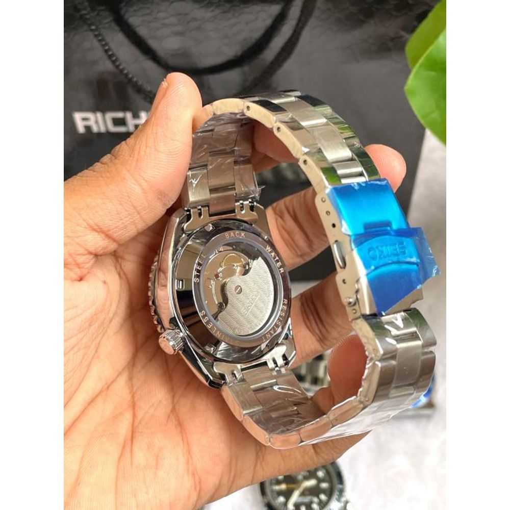 Seiko GMT Open Back Silver Green AT459