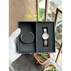 Daniel Wellington Petite Lumine Silver Rose Pink with Classic Silver Bracelet