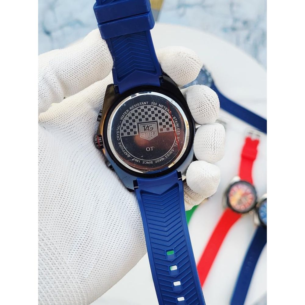 SALEAT Tag Huer FORMULA 1 CHRONOGRPH BLACK BLUE SILICON BELT AT362