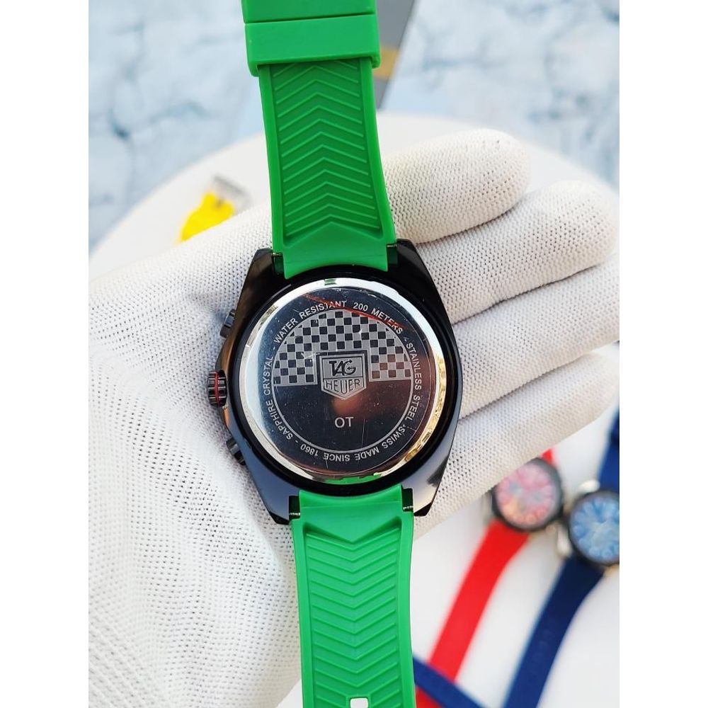 SALEAT Tag Huer FORMULA 1 CHRONOGRPH BLACK GREEN SILICON BELT AT362